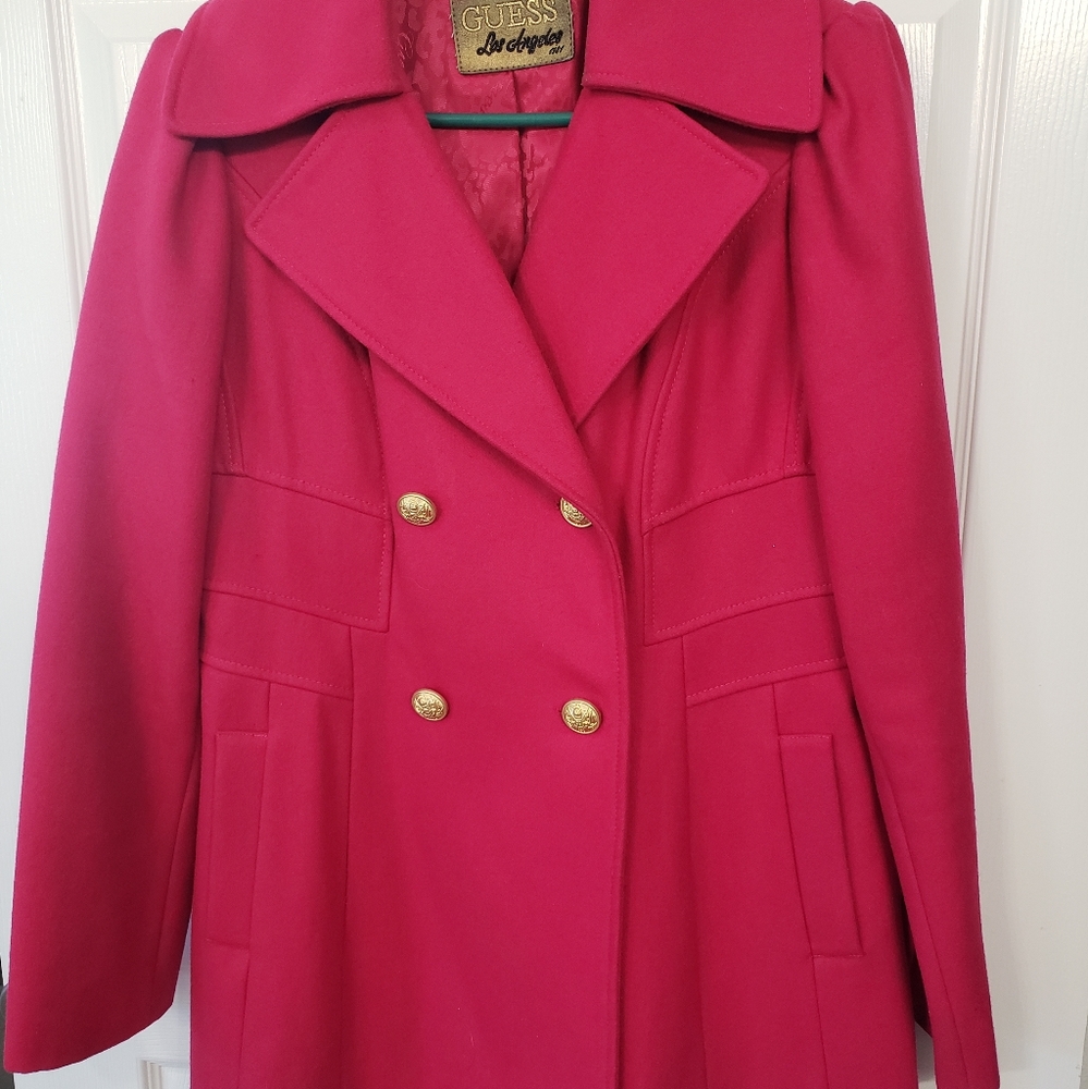 Guess Hot Pink Fit & Flare Coat